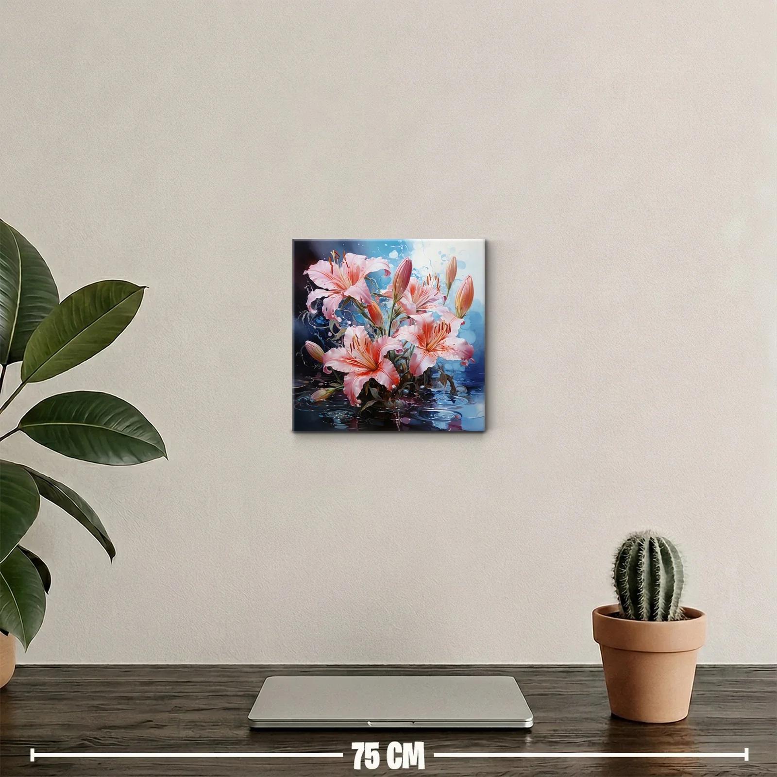 Ramo de lirios rosados con reflejos acuáticos brillantes — miniatura 2