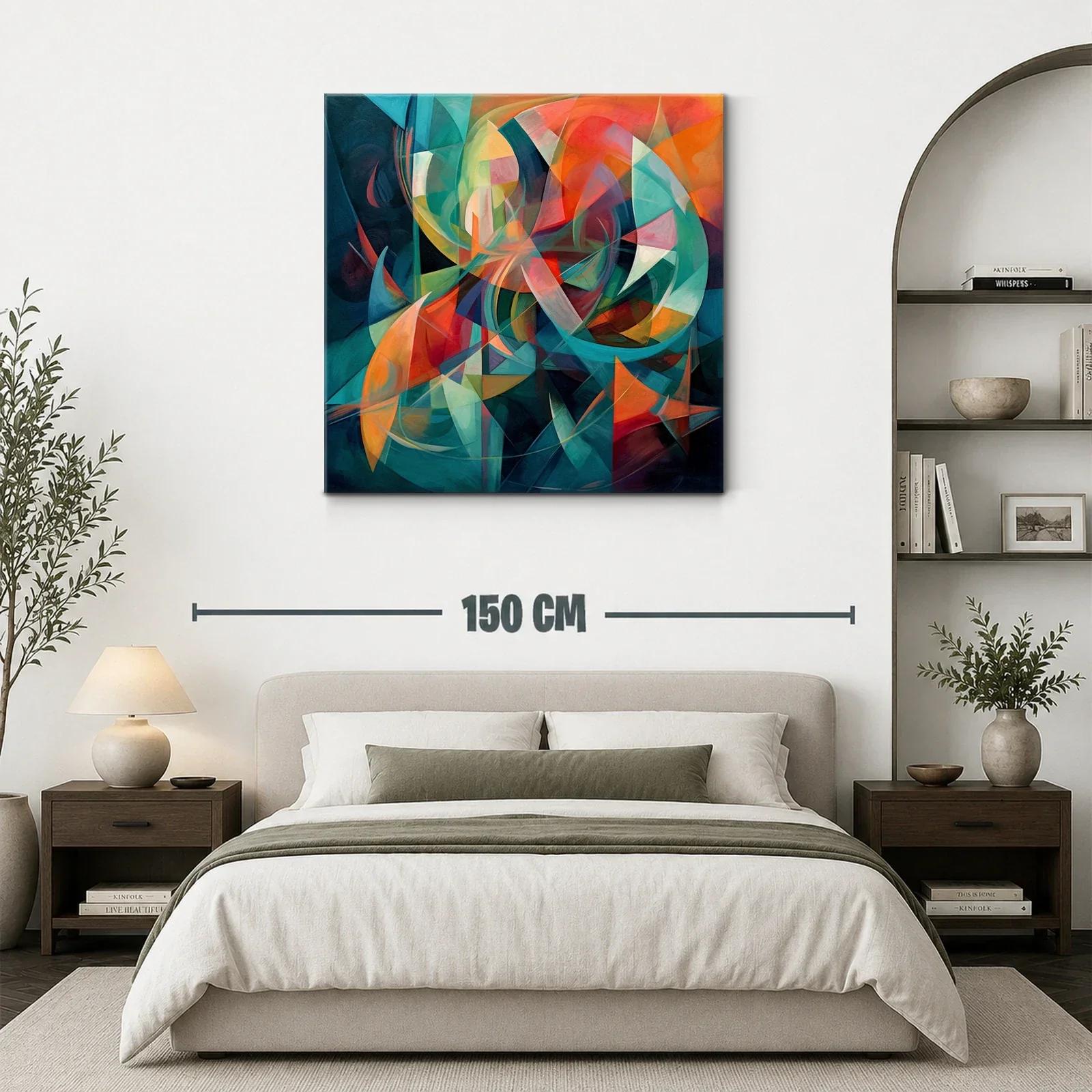 Composición abstracta en tonos cálidos y frescos vibrantes — miniatura 3