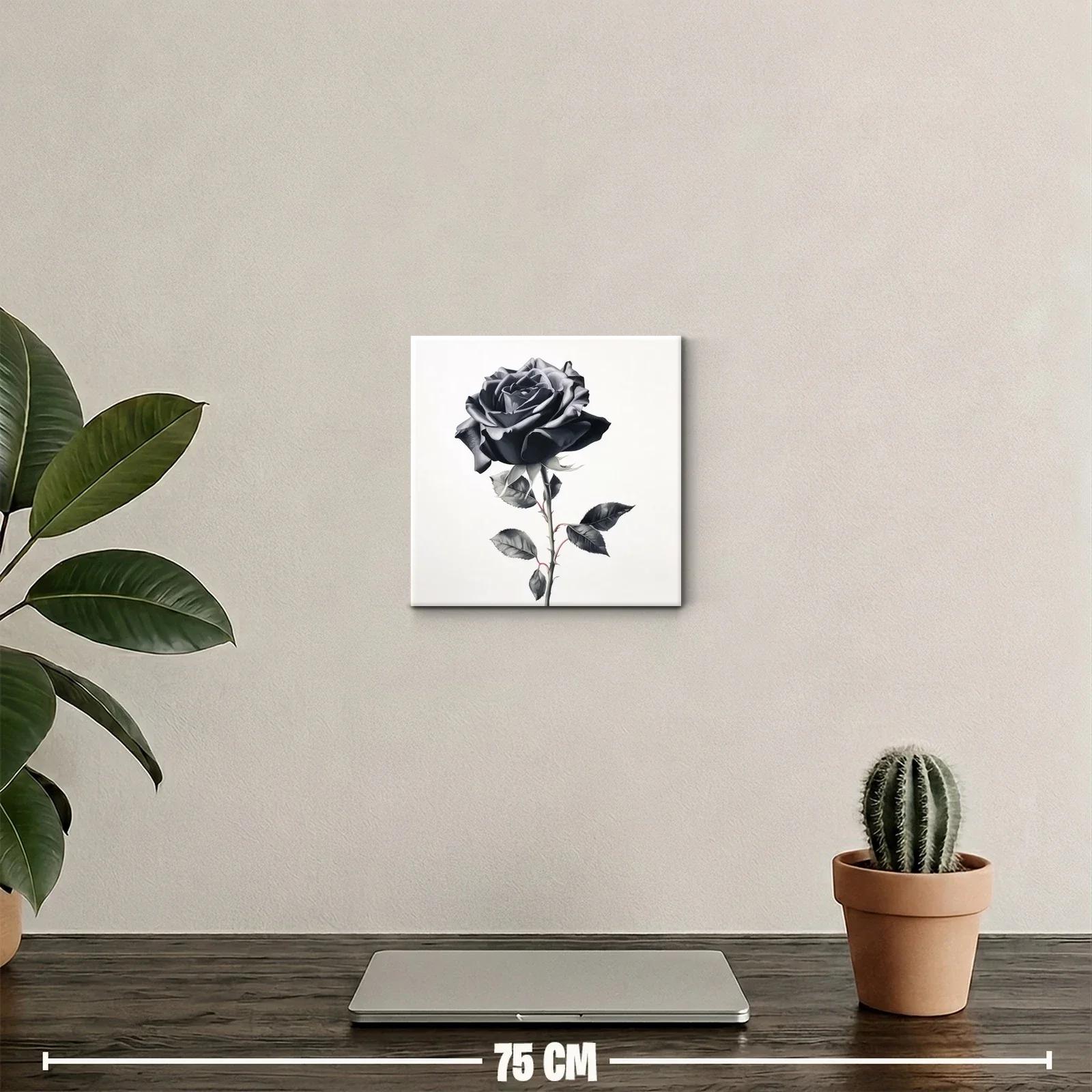 Elegante cuadro decorativo con rosa negra en tonos grises — miniatura 2