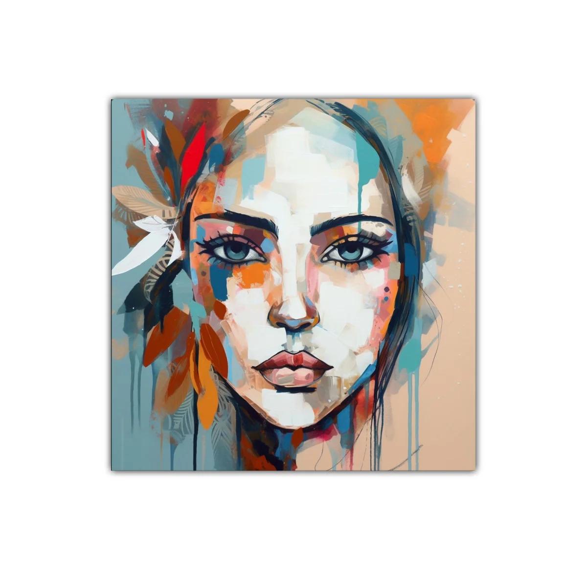 Retrato femenino con tonos vibrantes y detalles florales — imagen principal