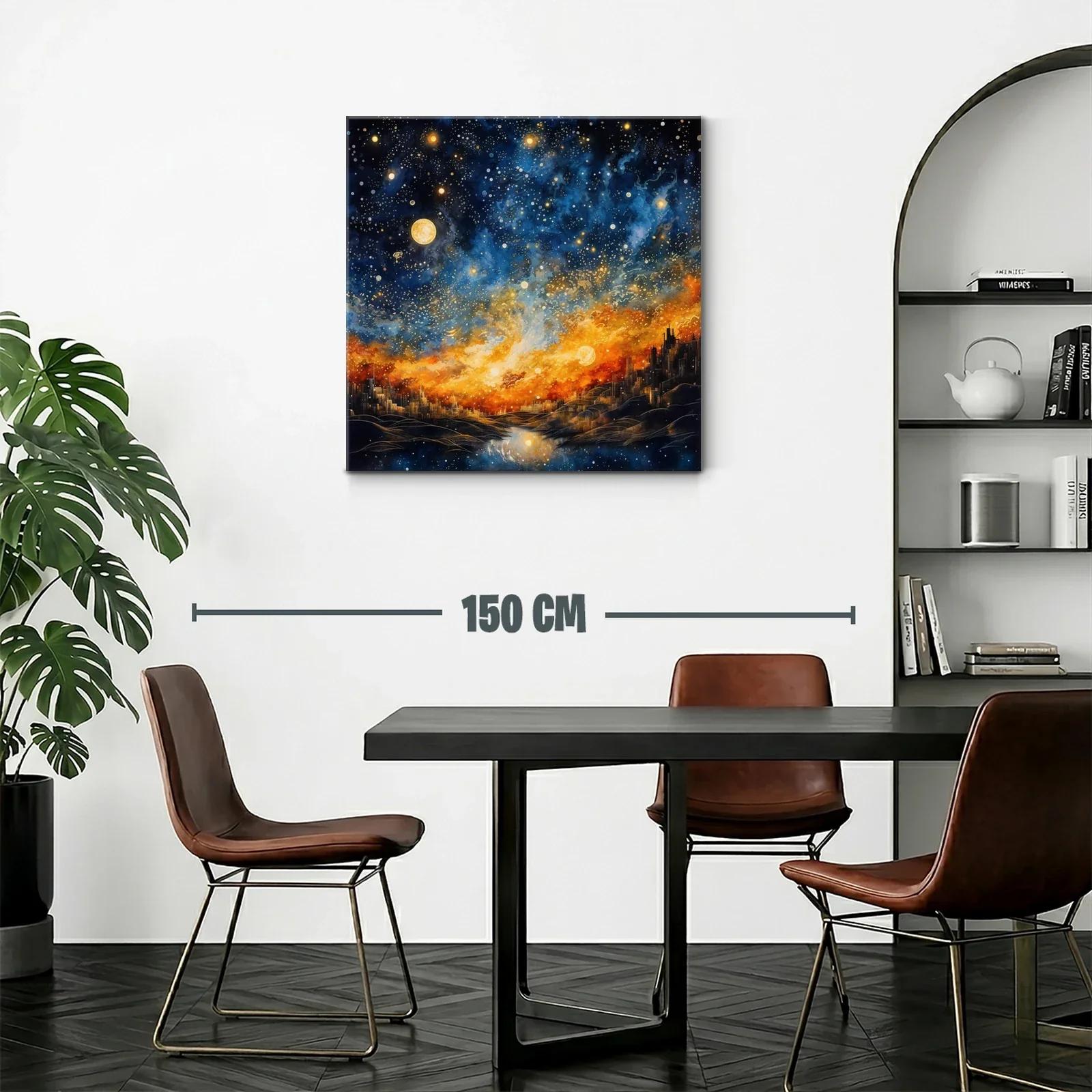 Cielo estrellado sobre ciudad iluminada al atardecer — miniatura 2