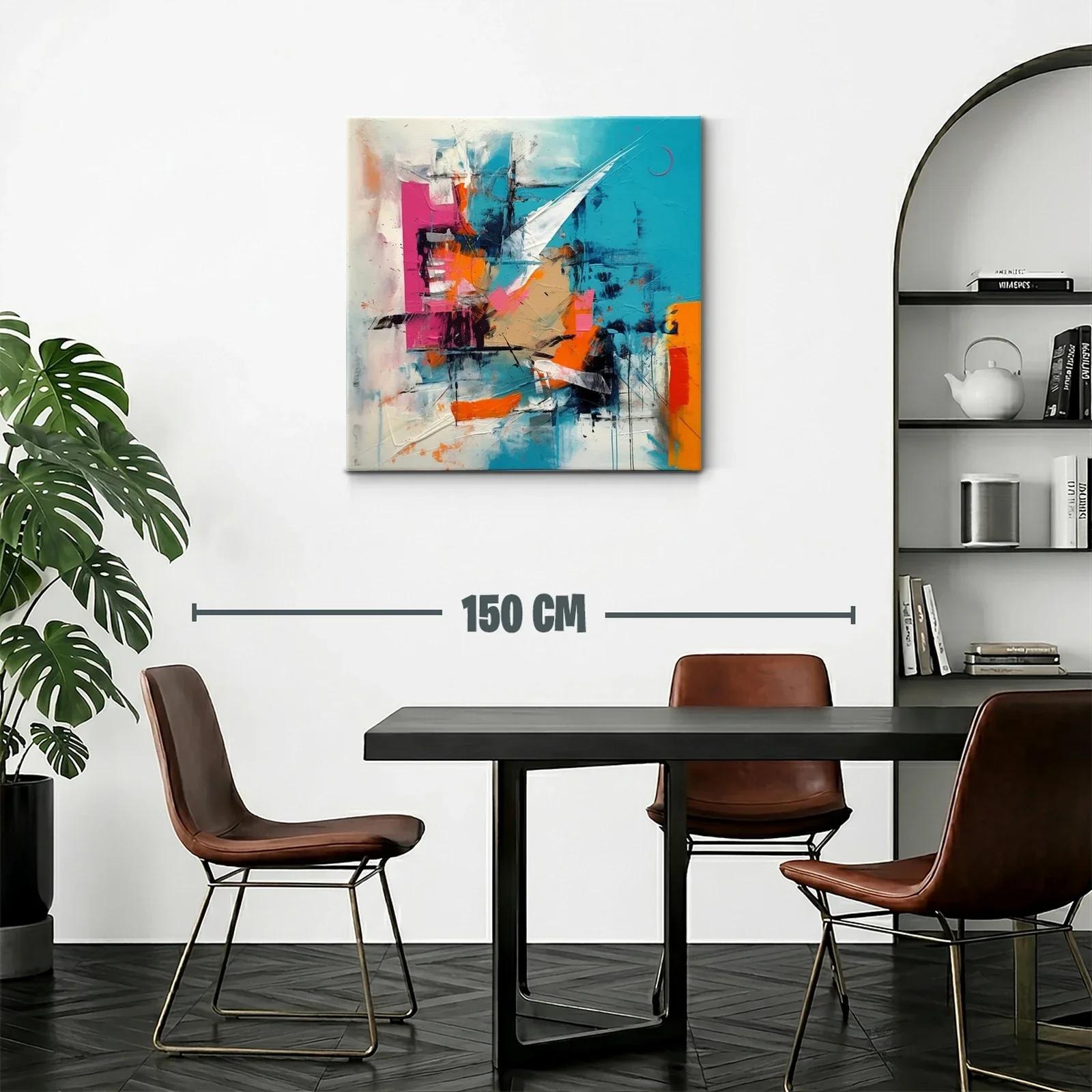 Composición abstracta con vibrantes tonos turquesa y naranja — miniatura 2
