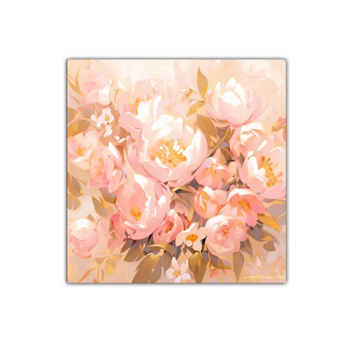 Cuadro decorativo con ramo de flores rosas delicadas