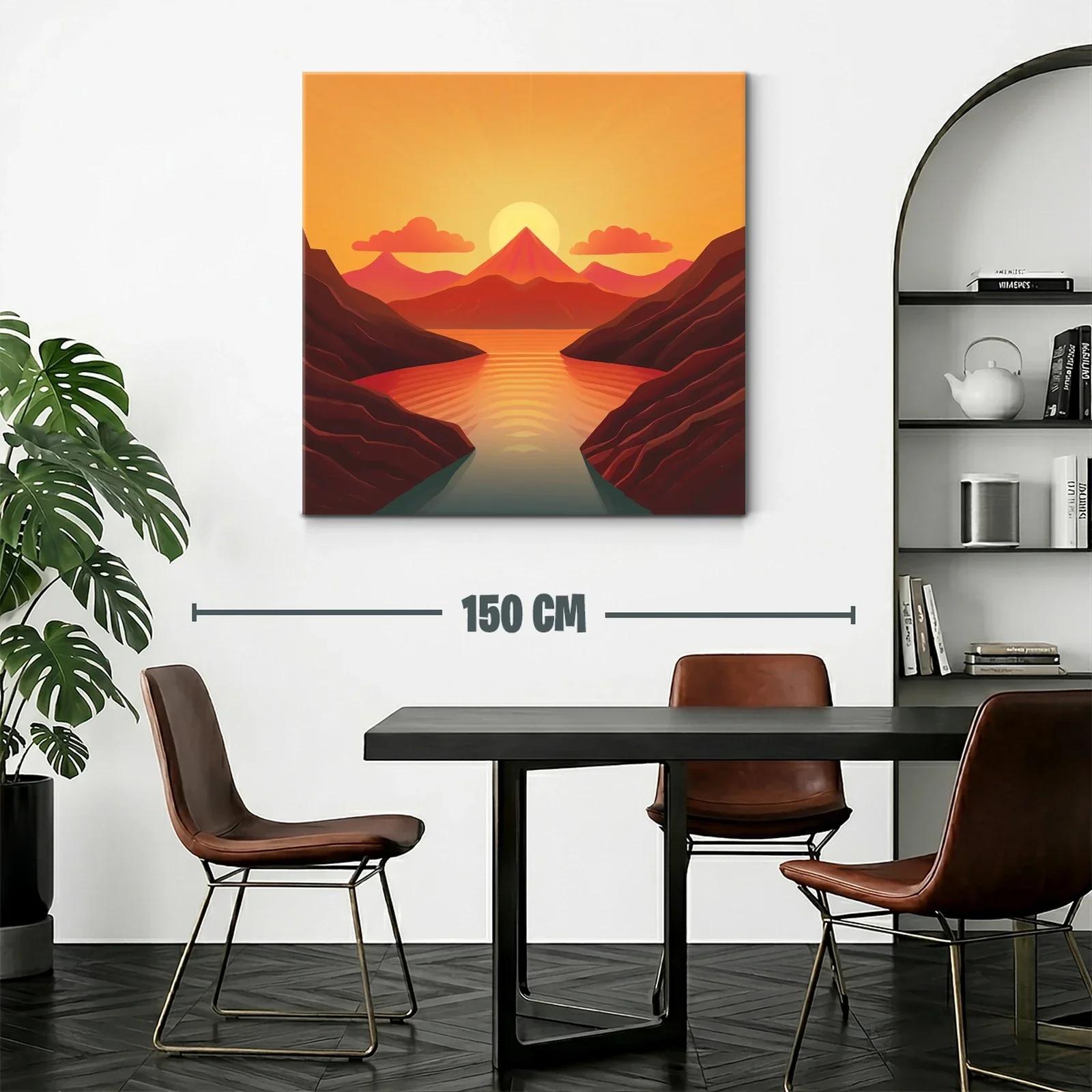 Paisaje cálido con montaña y lago al atardecer — miniatura 2
