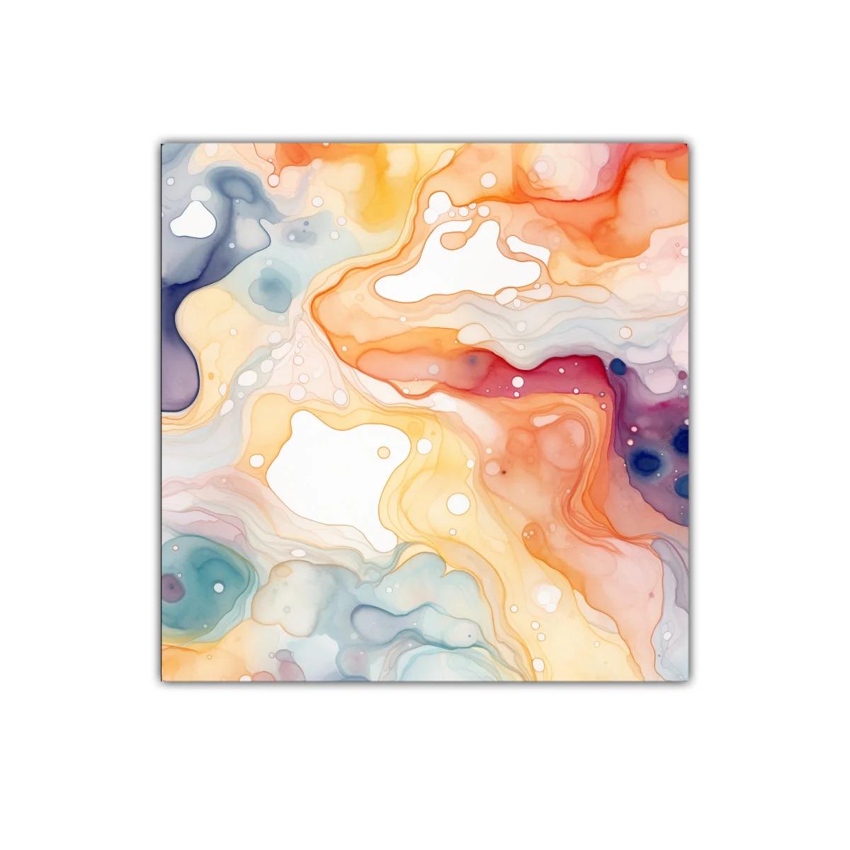 Cuadro abstracto con tonos cálidos y formas fluidas