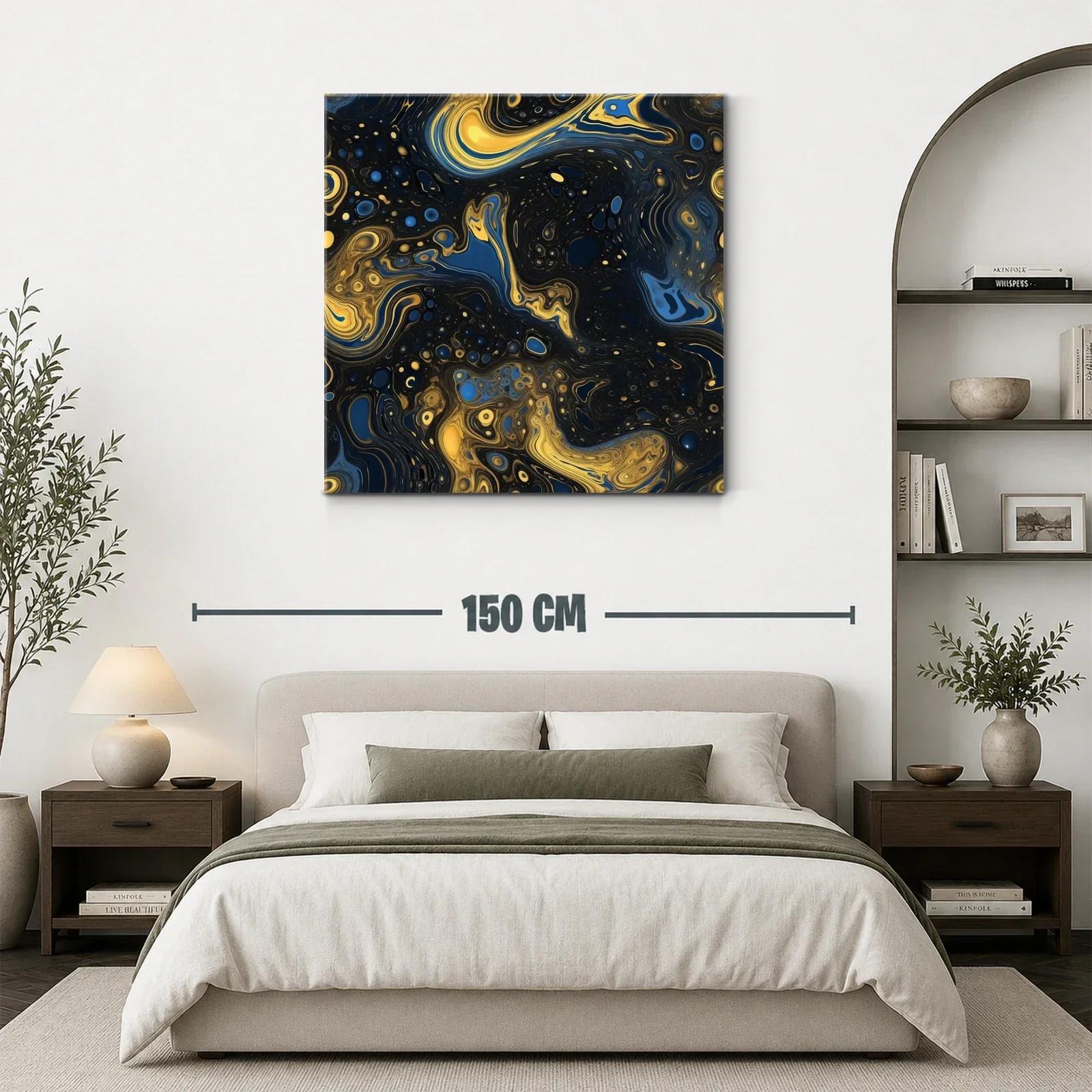 Arte abstracto en tonos azul y dorado brillante — miniatura 3