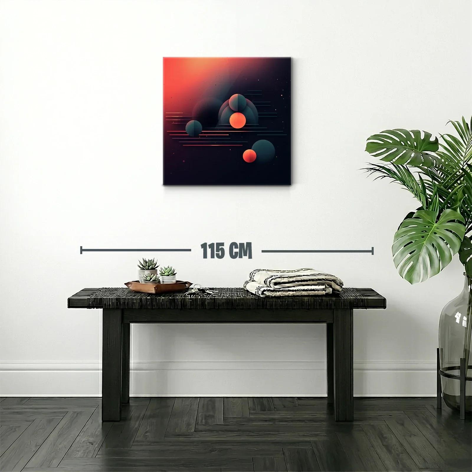 Composición abstracta con esferas y líneas en tonos cálidos — miniatura 2