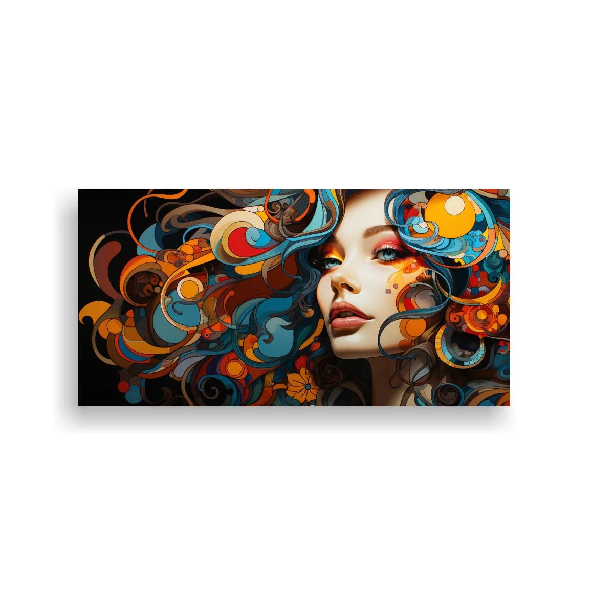 Cuadro rostro de mujer con mechones en espiral