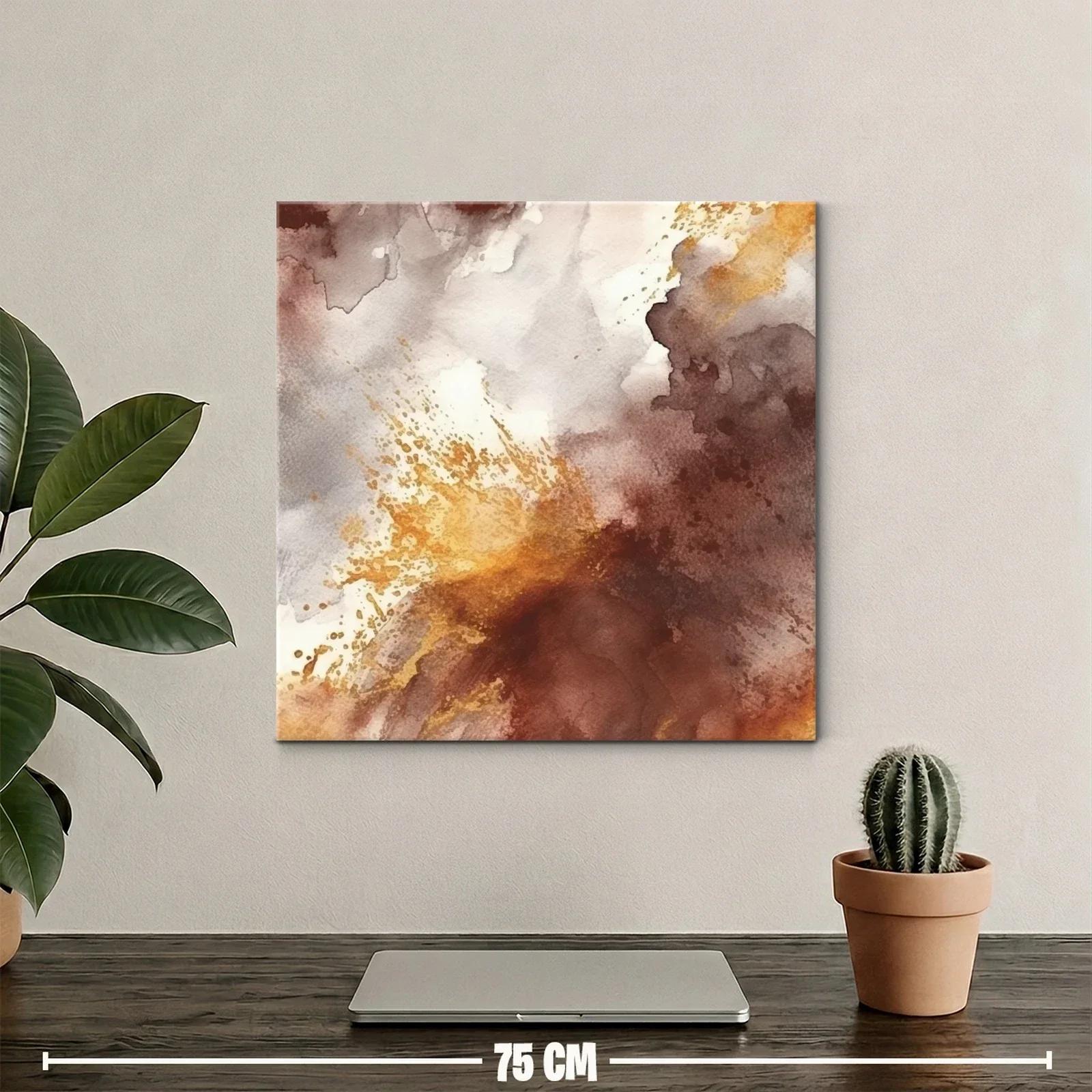 Cuadro abstracto en tonos tierra y dorados cálidos — miniatura 2
