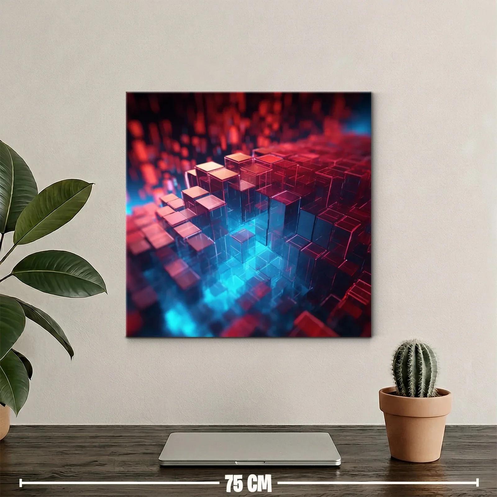 Composición abstracta de cubos translúcidos en azul y rojo — miniatura 2