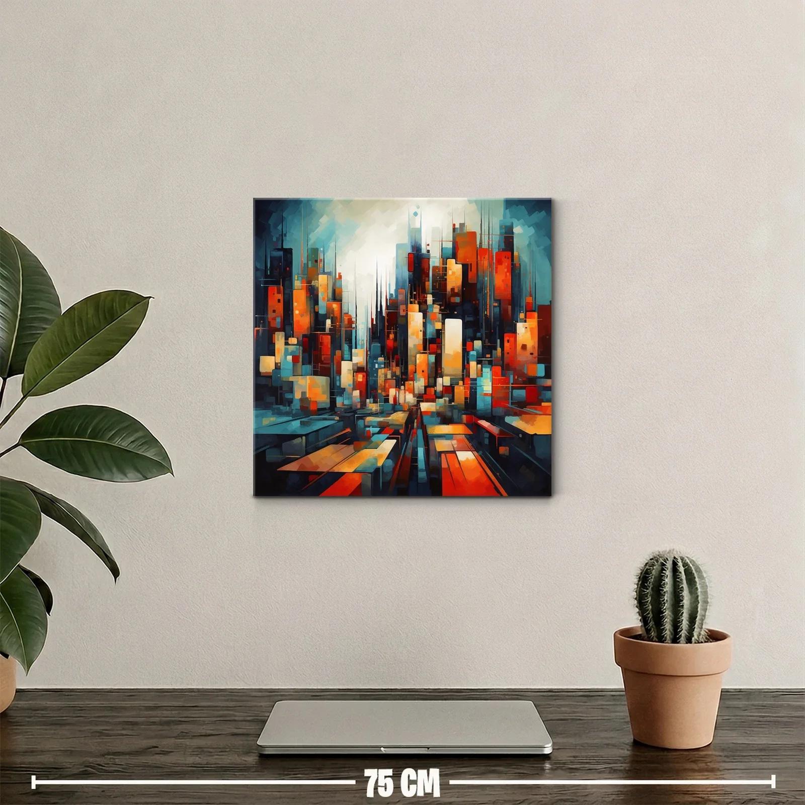 Ciudad vibrante en tonos cálidos y fríos contrastantes — miniatura 2