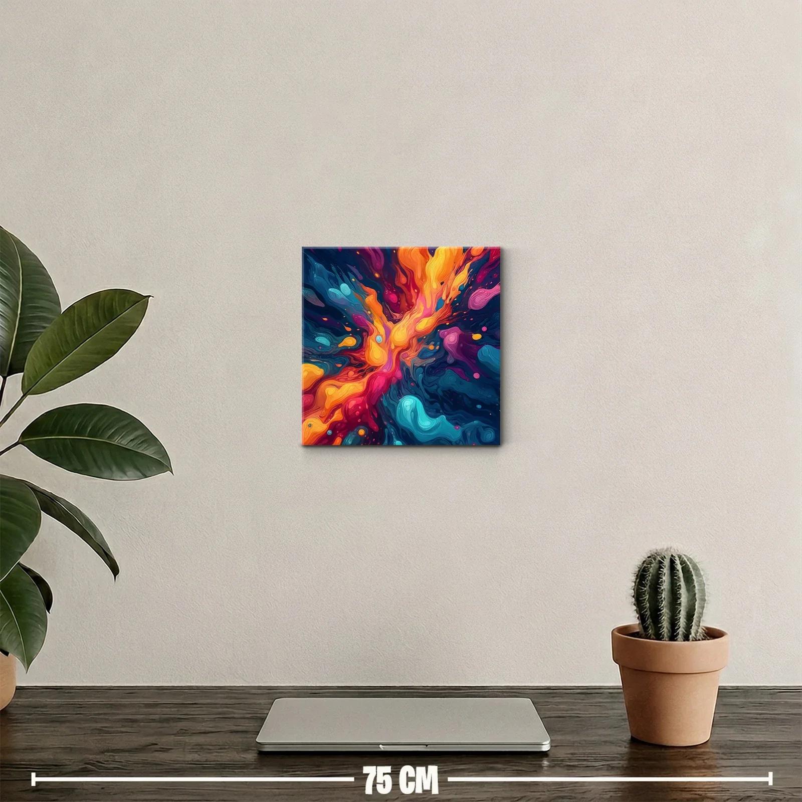 Cuadro abstracto con explosión de colores vibrantes — miniatura 2