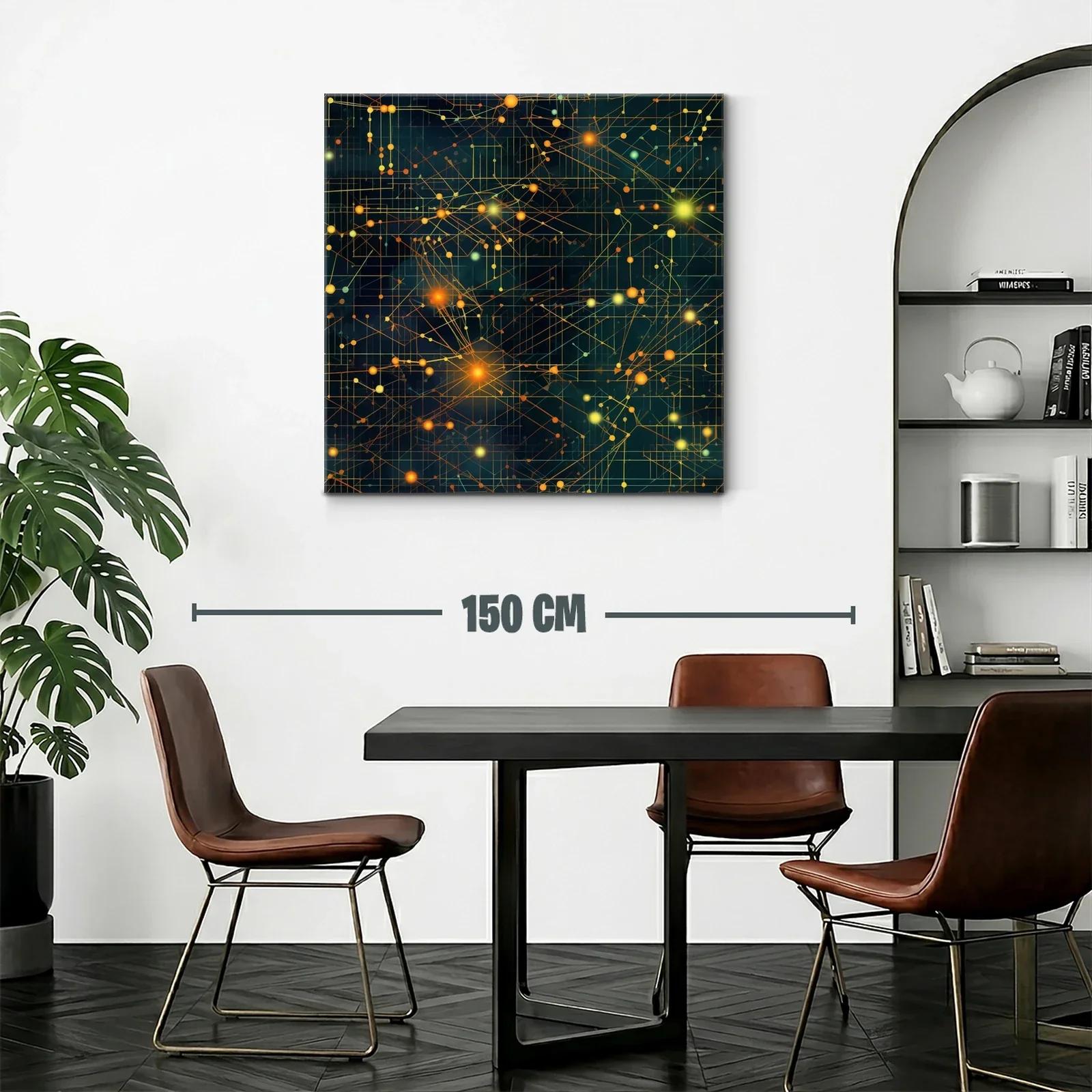 Cuadro abstracto con conexiones luminosas y trazos geométricos — miniatura 2