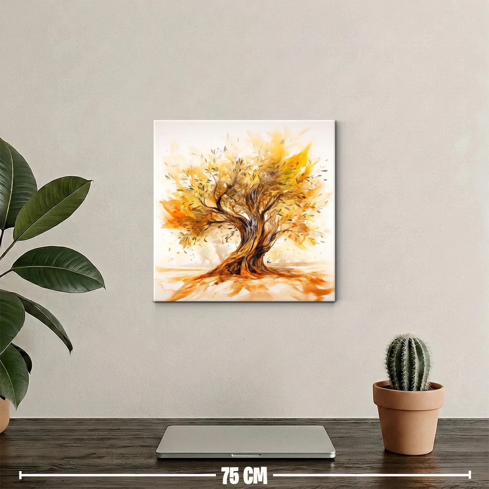 Árbol dorado con ramas entrelazadas y hojas cálidas — miniatura 2