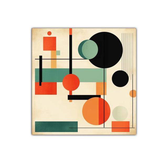 Composición geométrica colorida con contrastes vibrantes