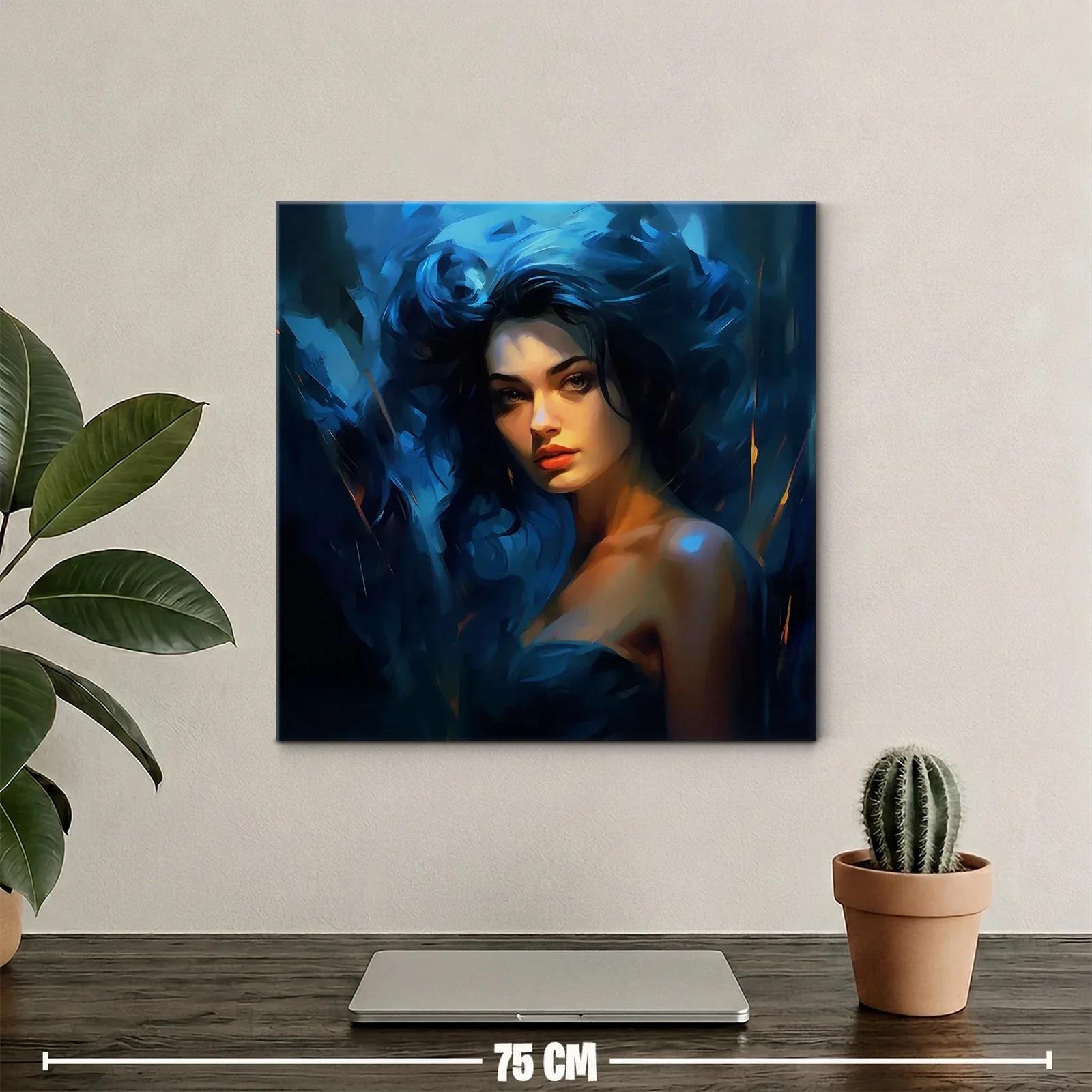 Retrato femenino con luces y sombras en tonos azules — miniatura 2