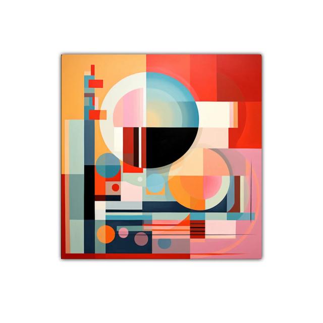 Cuadro decorativo con abstracción geométrica y colores cálidos