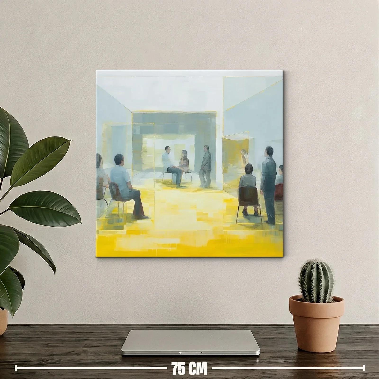 Cuadro contemporáneo con figuras en espacio geométrico luminoso — miniatura 2