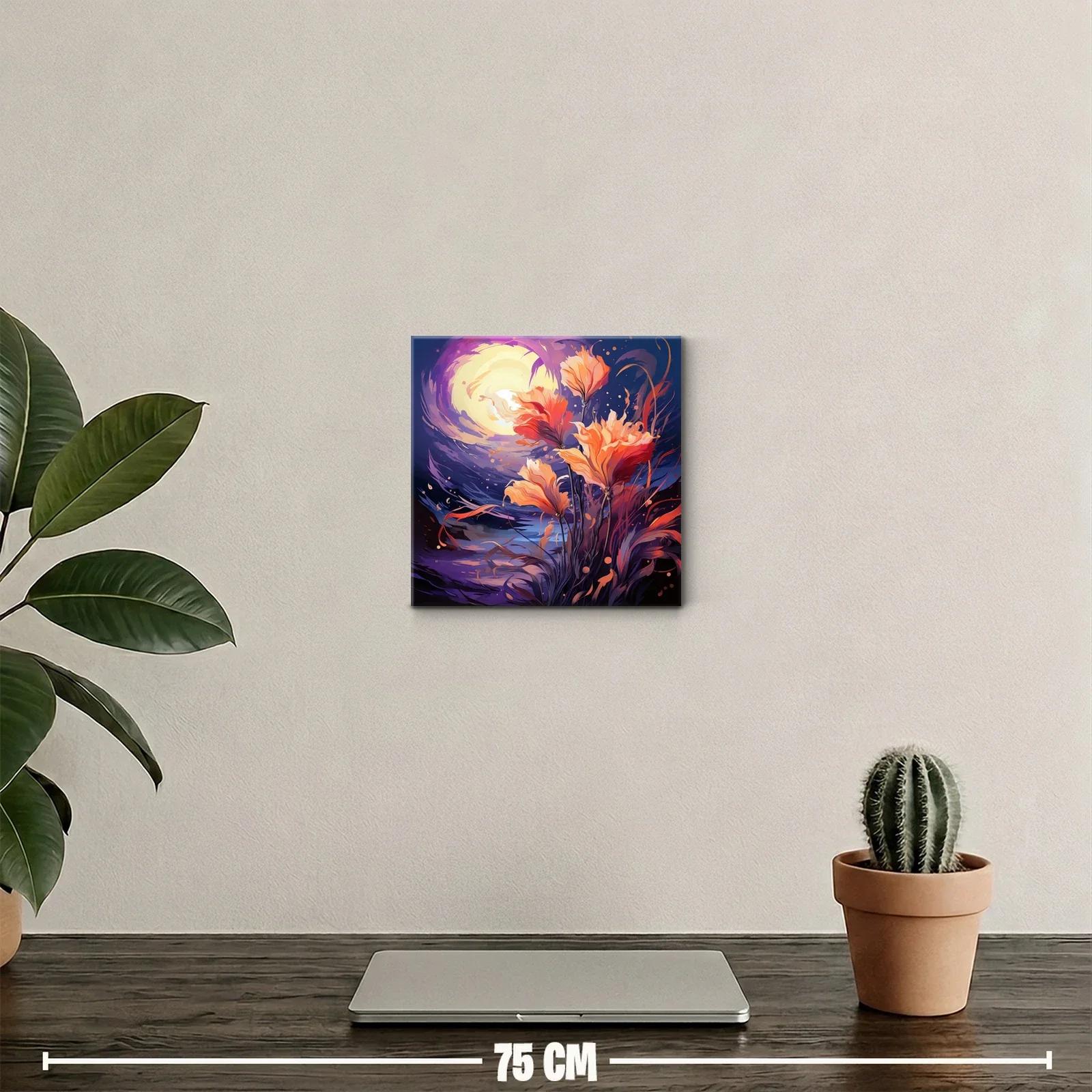 Flores vibrantes bajo un cielo nocturno iluminado — miniatura 2