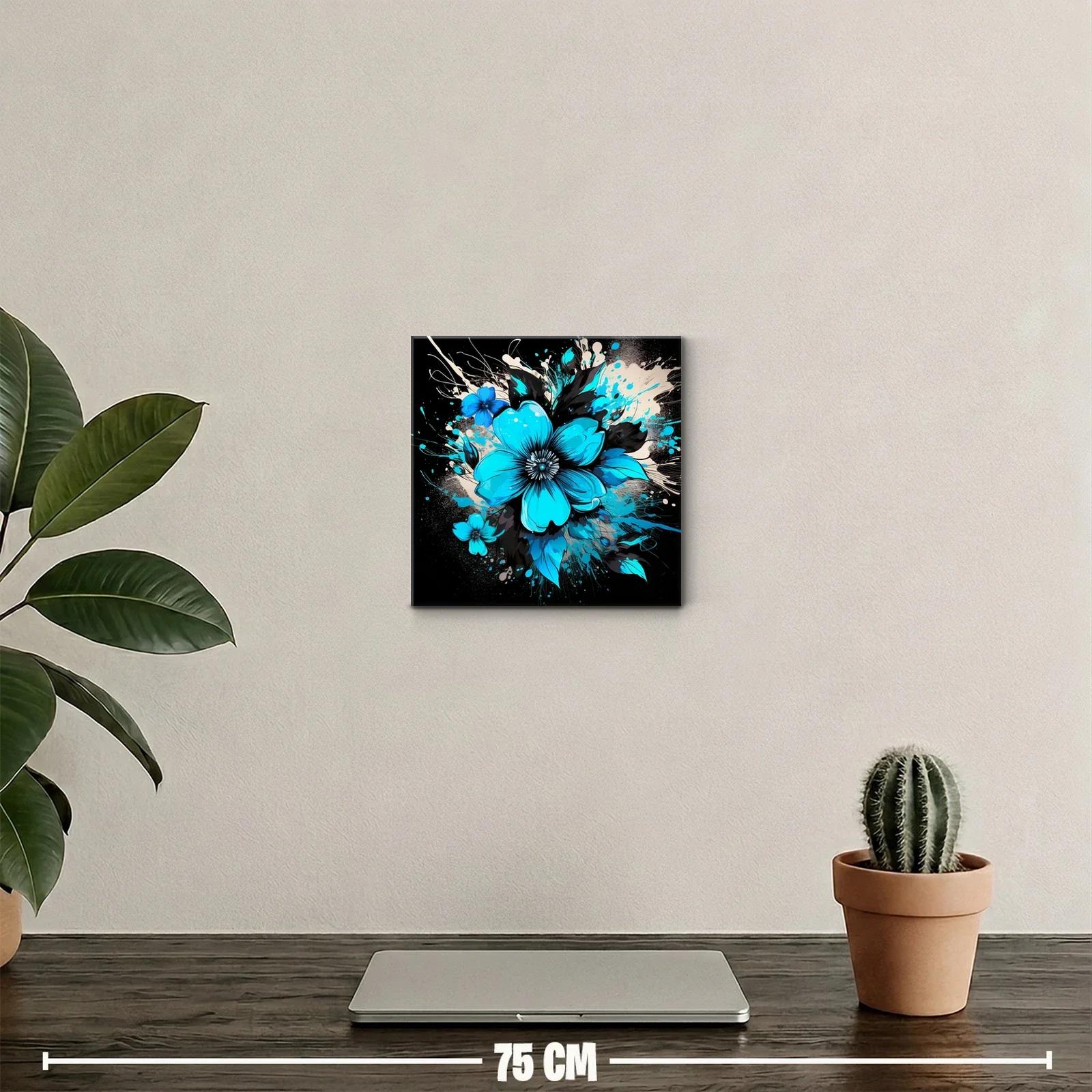 Floral azul vibrante con fondo oscuro y contrastes intensos — miniatura 2