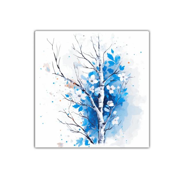 Árbol de primavera en tonos azules para decoración moderna