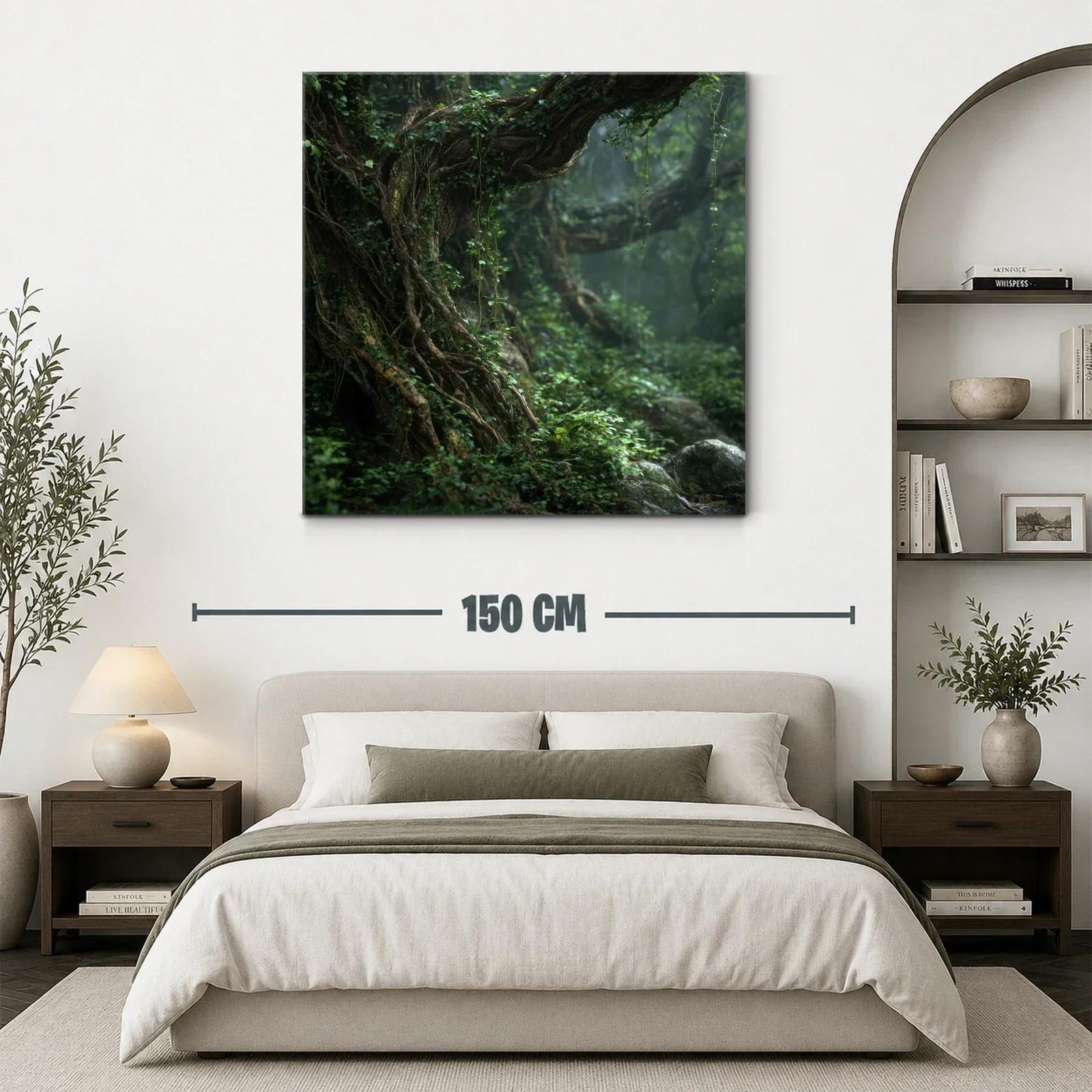 Bosque antiguo con raíces entrelazadas y follaje verde — miniatura 3