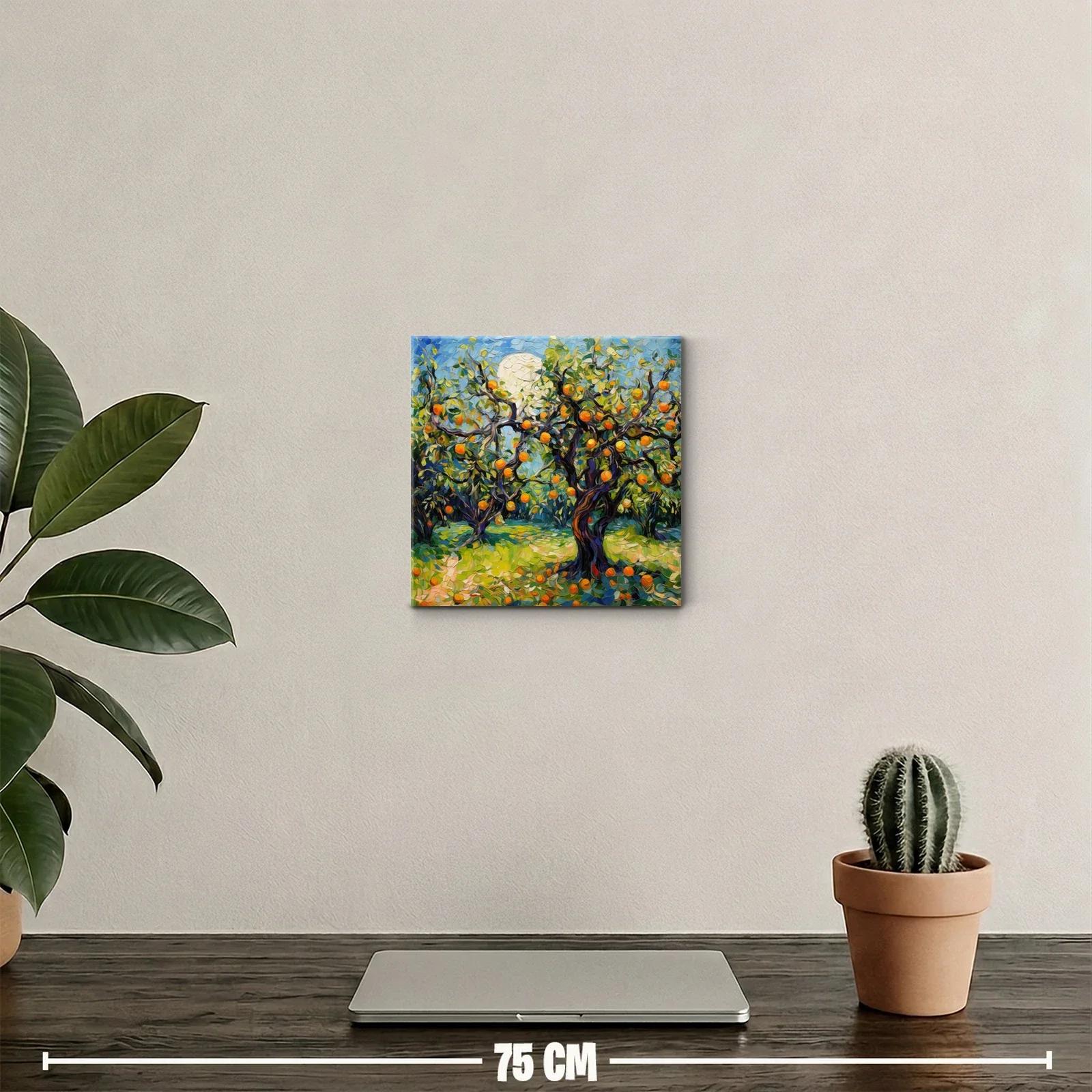 Cuadro vibrante con árboles frutales llenos de vida y color — miniatura 2