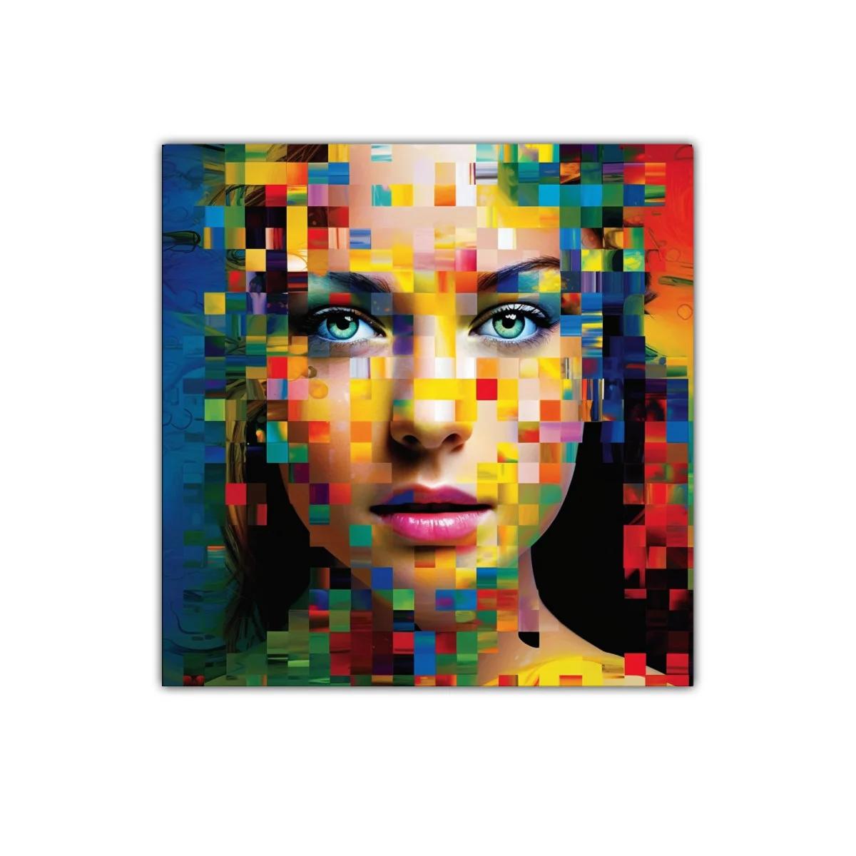 Retrato vibrante con mosaico de colores intensos