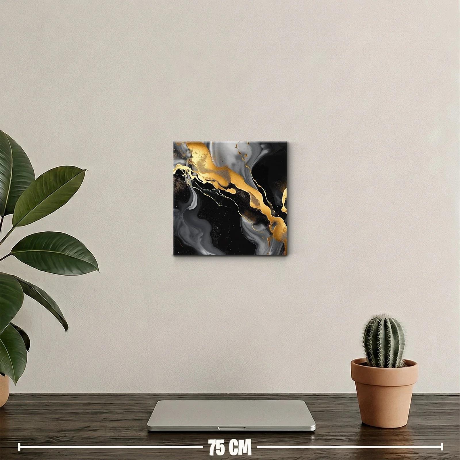 Cuadro abstracto con efectos dorados y negros elegantes — miniatura 2