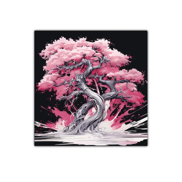 Árbol de Cerezo Rosa en Explosión de Color Vibrante