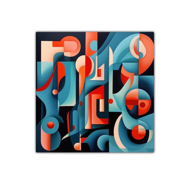 Composición abstracta con formas geométricas en colores intensos