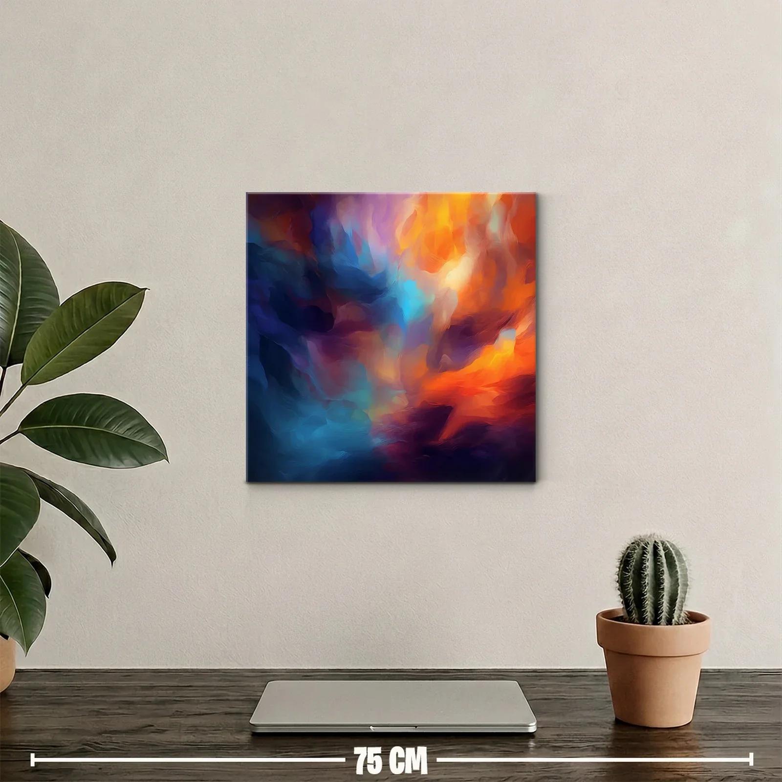 Cuadro abstracto con vibrantes tonalidades cálidas y frías — miniatura 2