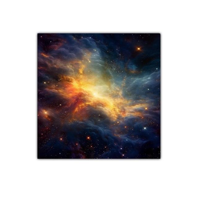 Cielo estrellado con nebulosa en tonos cálidos y fríos