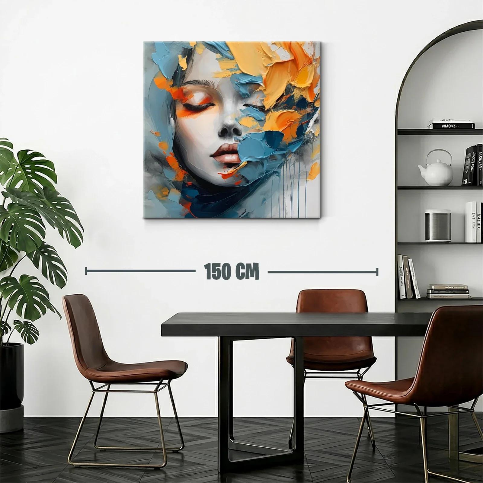 Retrato abstracto femenino con vibrantes tonos azul y naranja — miniatura 2