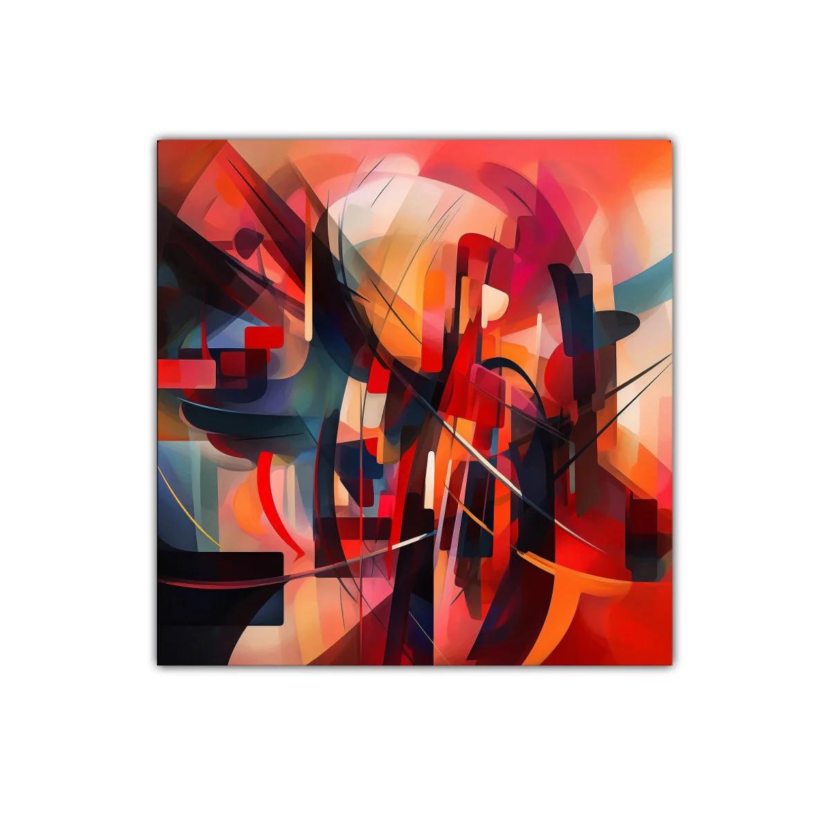 Cuadro abstracto con formas orgánicas en tonos cálidos