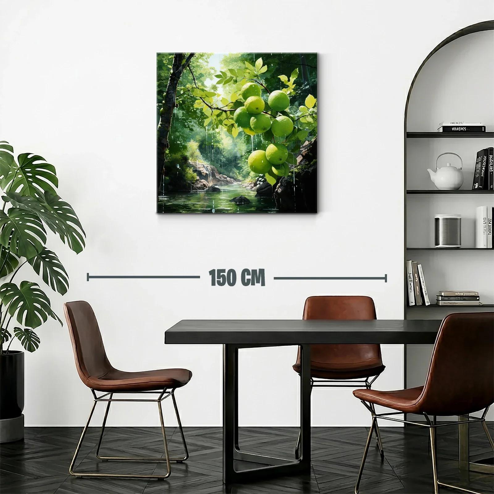Cuadro naturaleza con manzanas verdes en paisaje luminoso — miniatura 2
