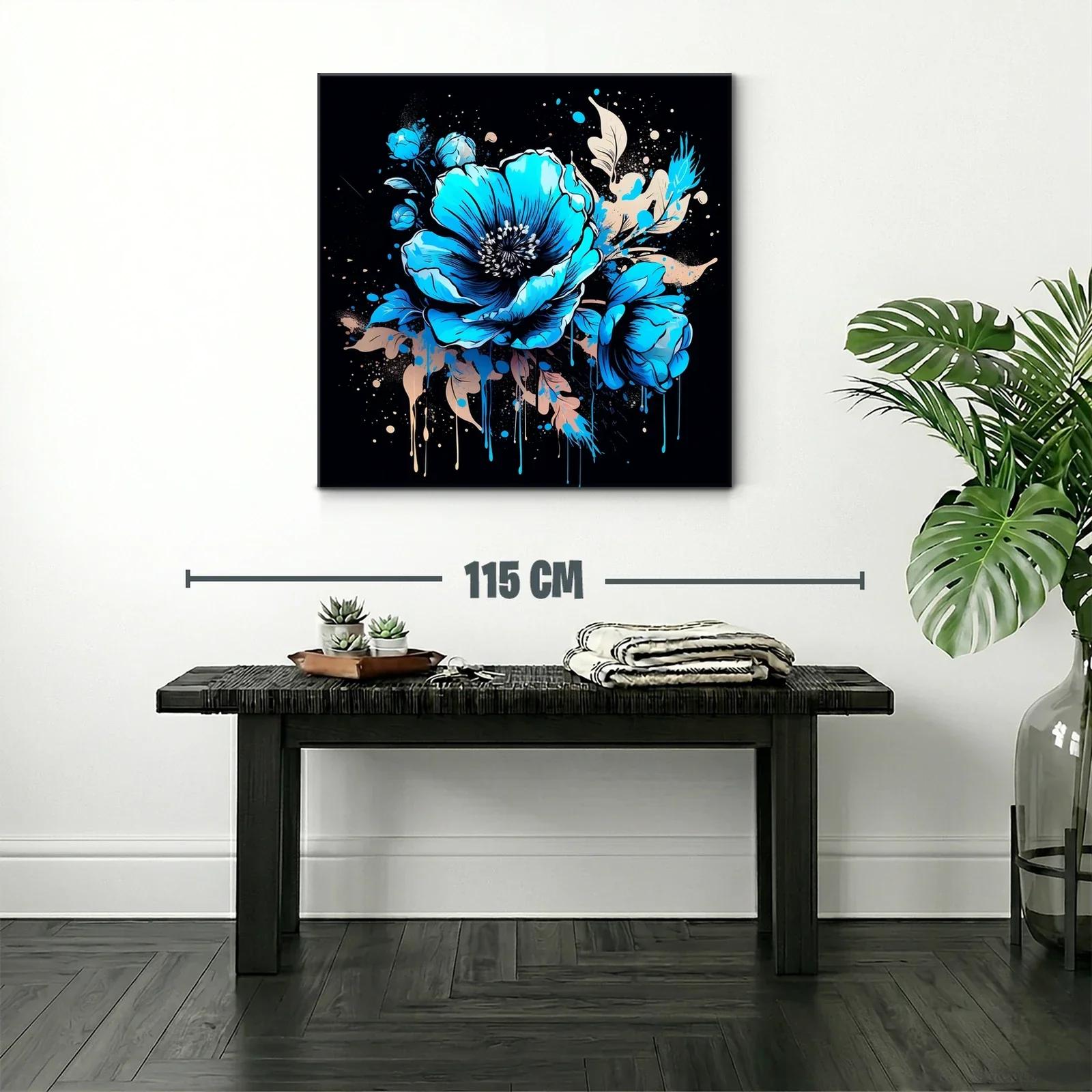 Flores vibrantes en tonos azules sobre fondo oscuro — miniatura 2