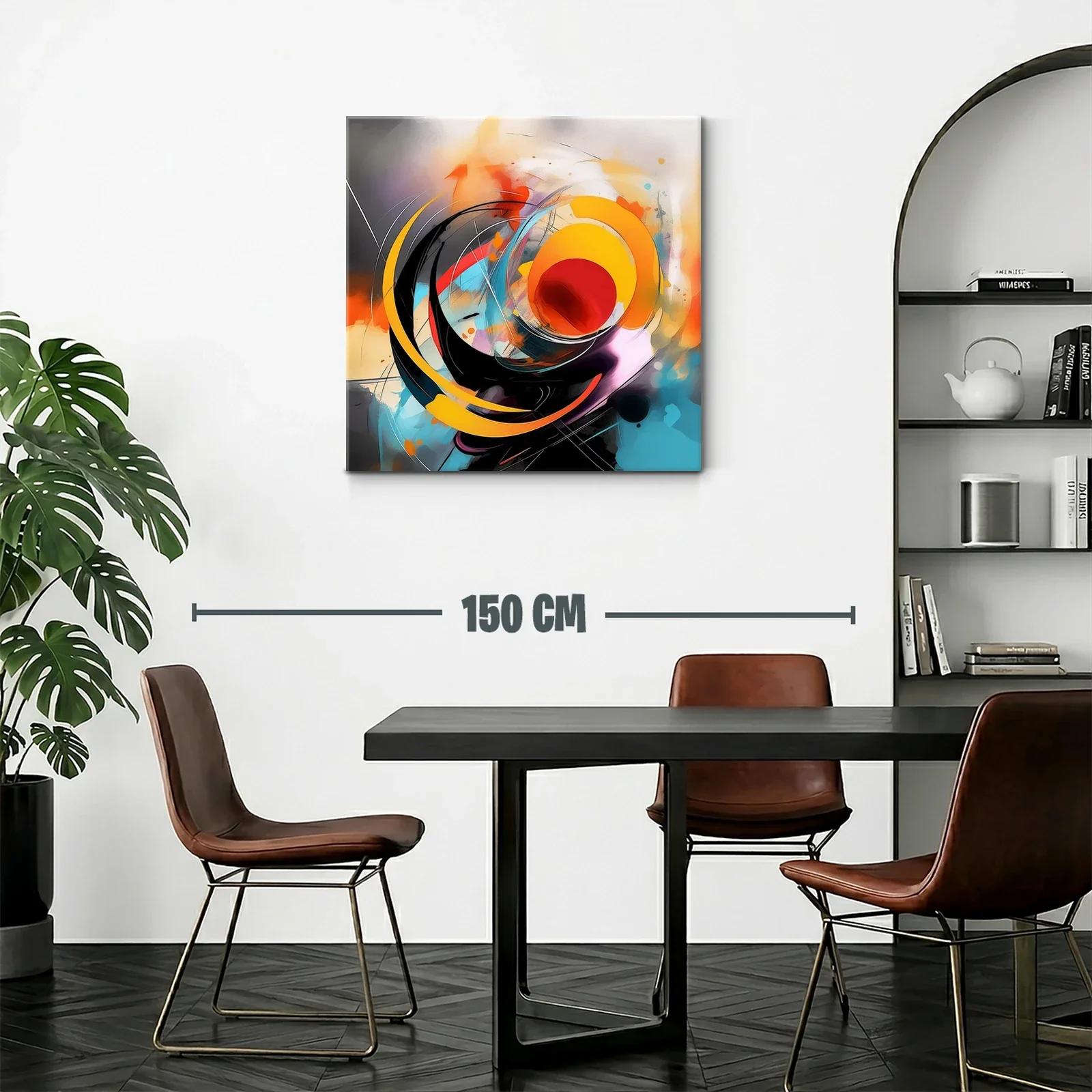 Cuadro abstracto en vibrantes tonos cálidos y fríos — miniatura 2