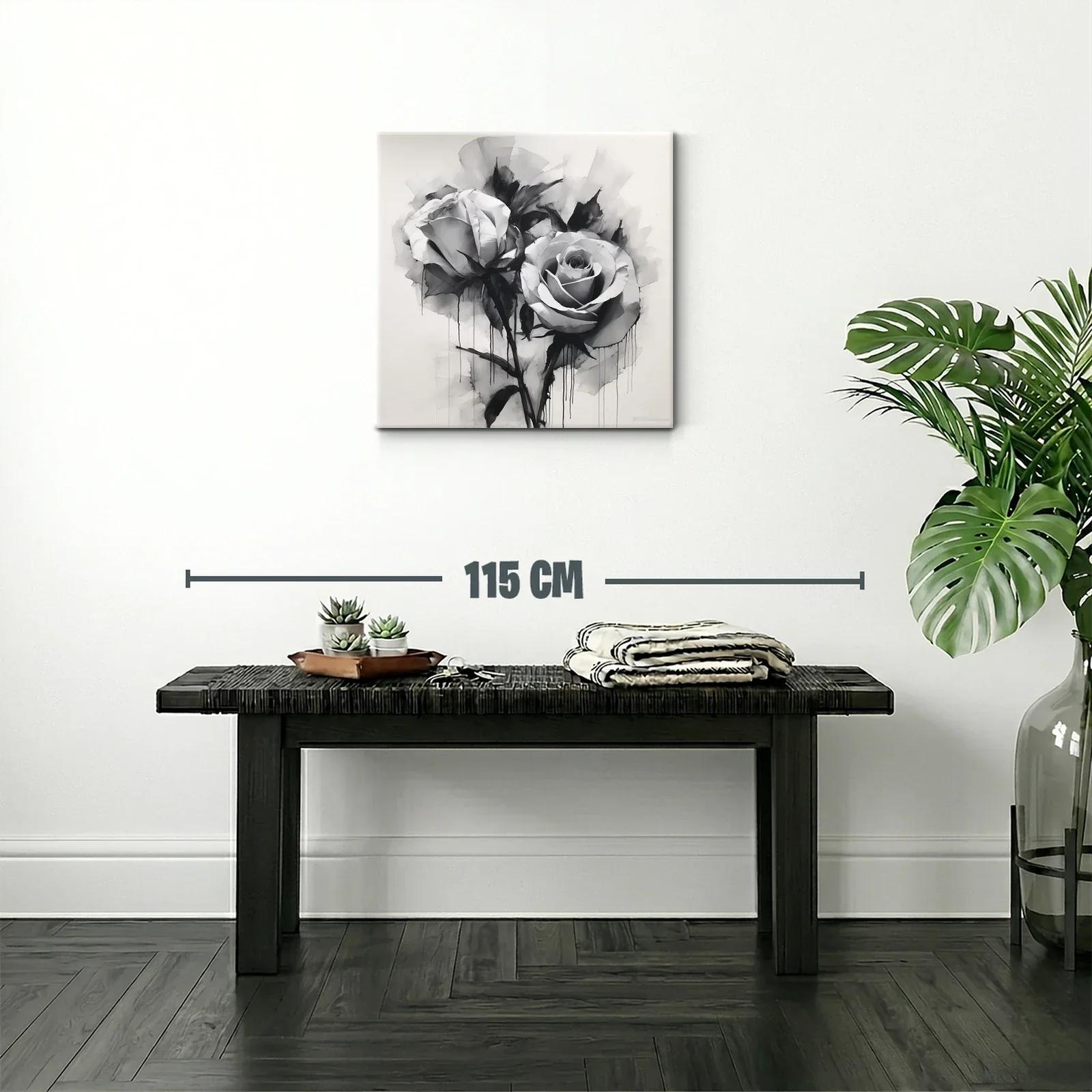 Rosas en blanco y negro con efecto acuarela moderna — miniatura 2
