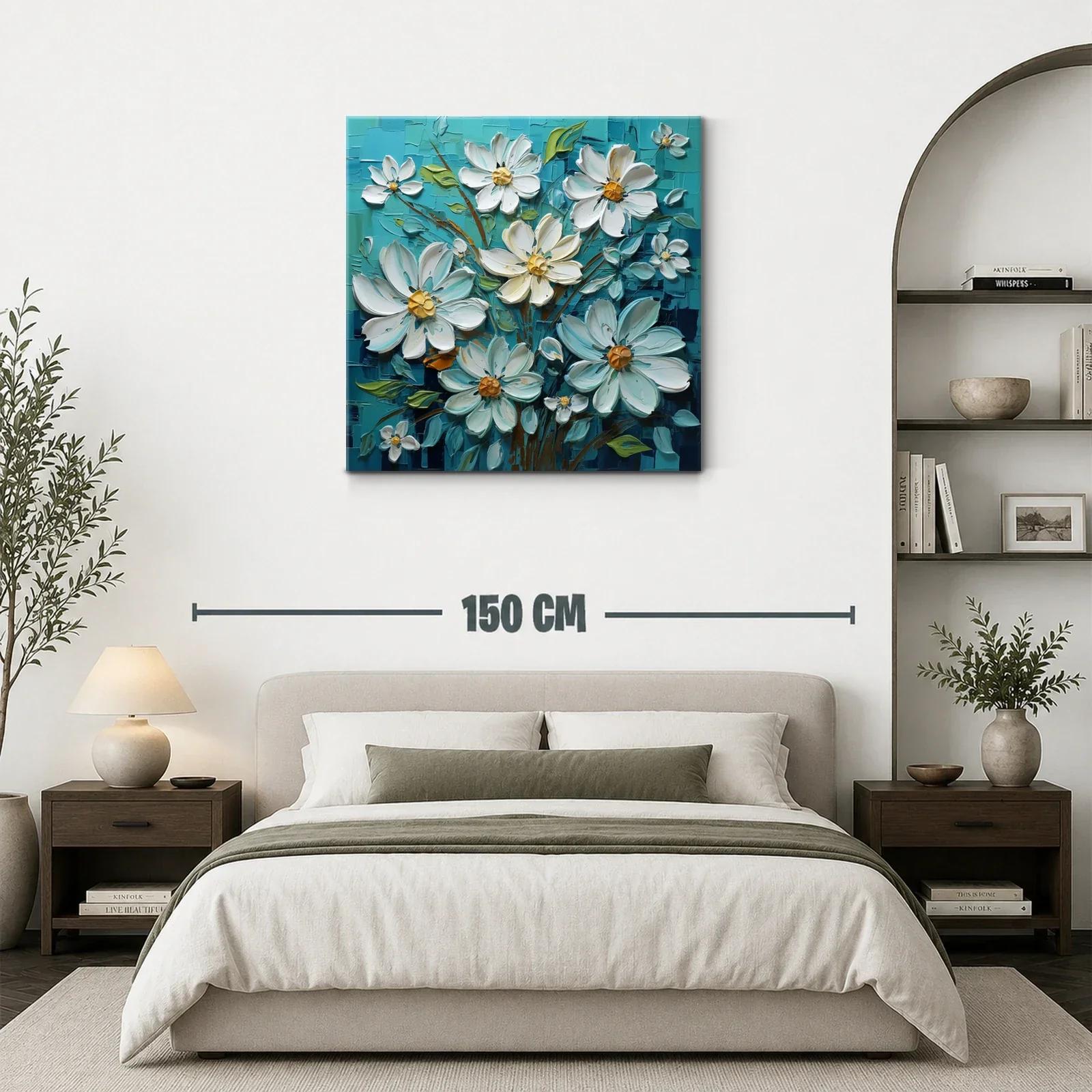 Flores blancas con fondo turquesa de gran textura — miniatura 3