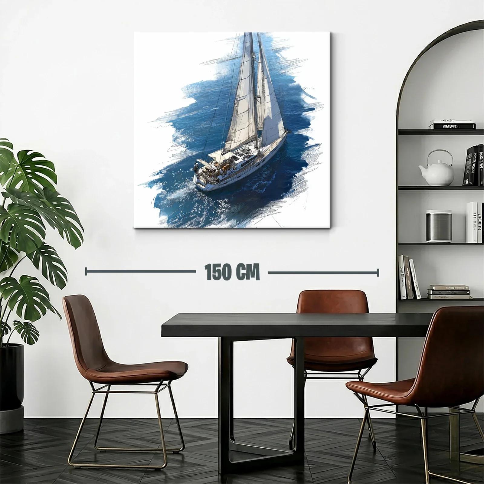 Velero Navegando sobre Mar Azul con Viento Suave — miniatura 2