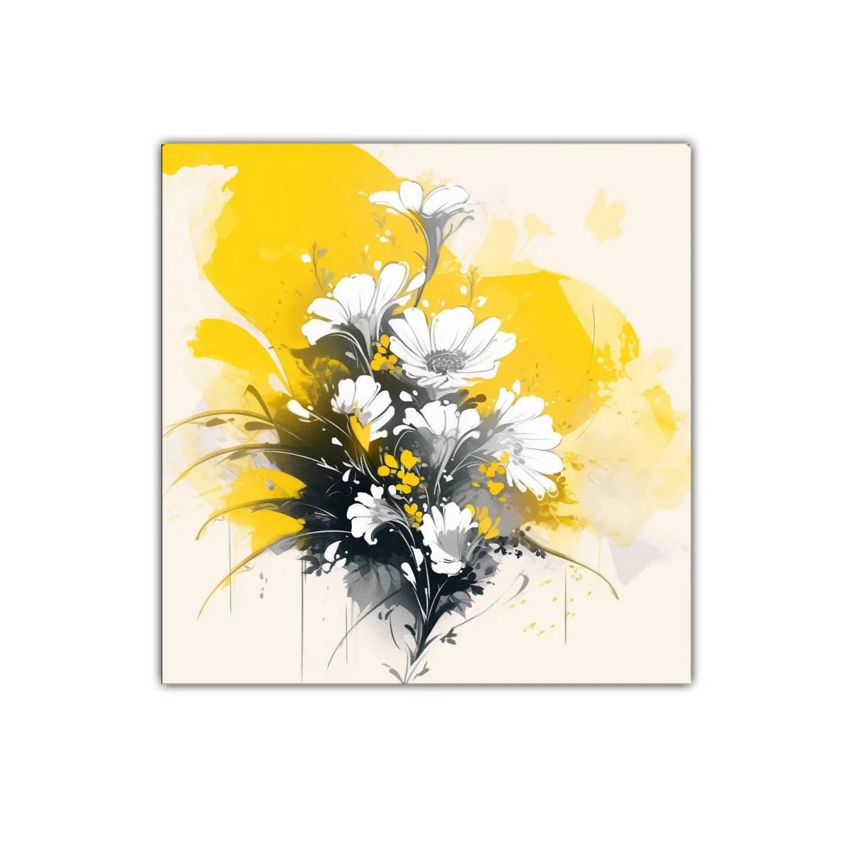 Ramo de flores blancas con fondo vibrante en amarillo — imagen principal