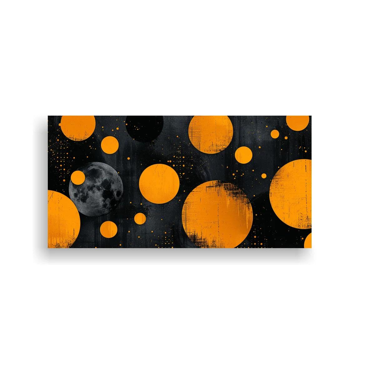 Cuadro planetas naranjas con textura desgastada