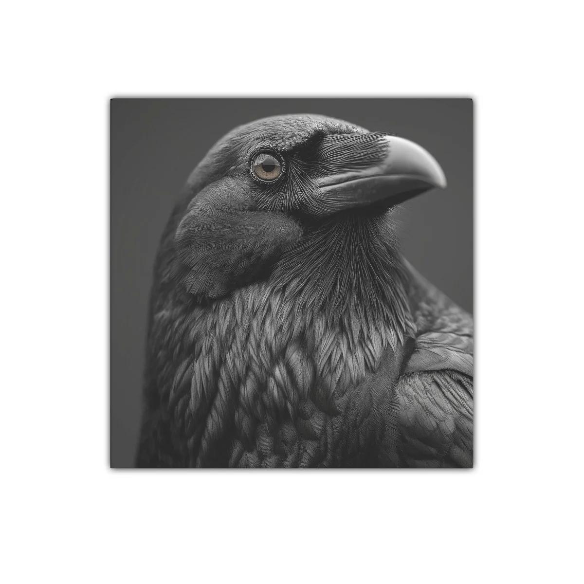 Retrato detallado de cuervo en tonos grises intensos — imagen principal