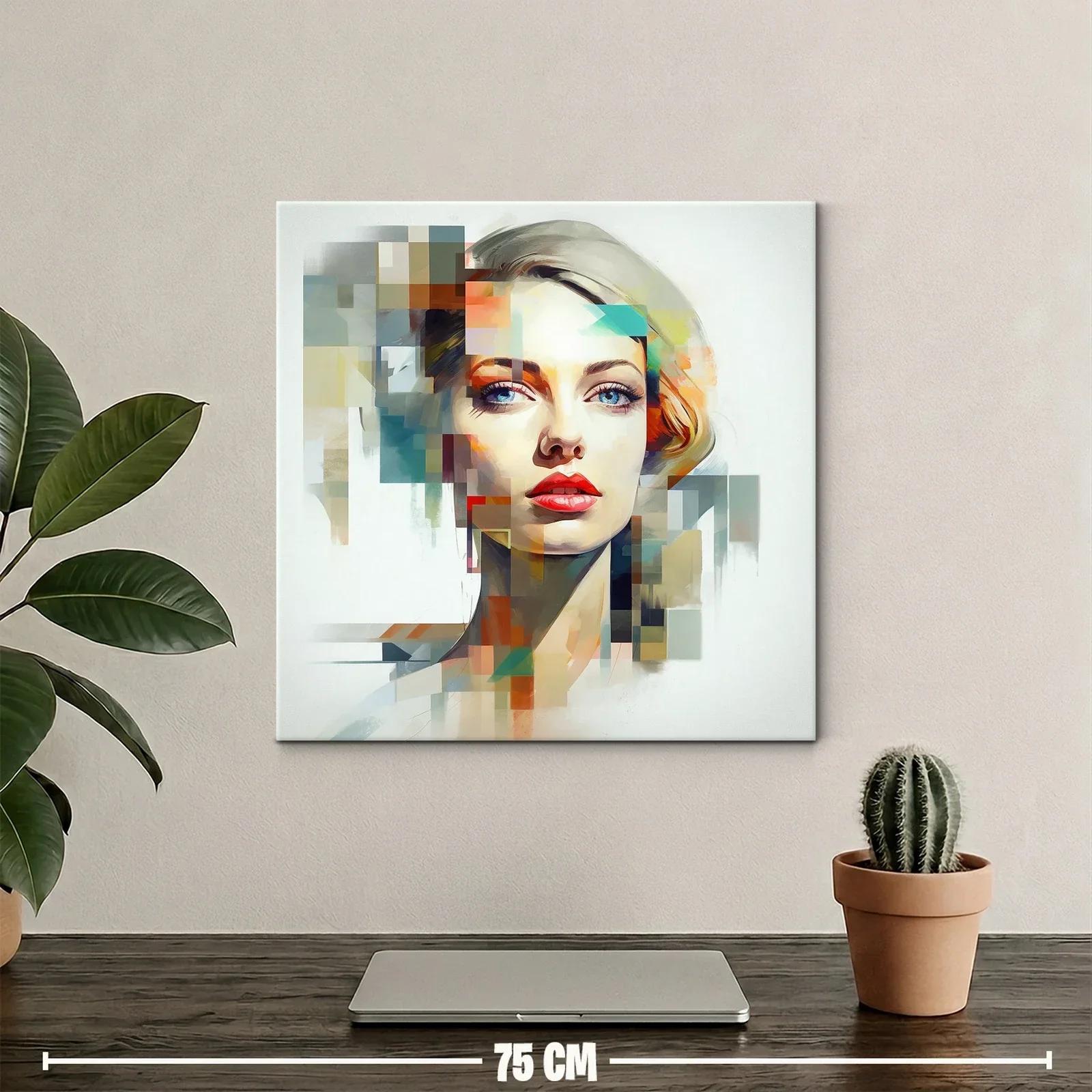 Retrato moderno femenino con tonos vibrantes y geometricos — miniatura 2