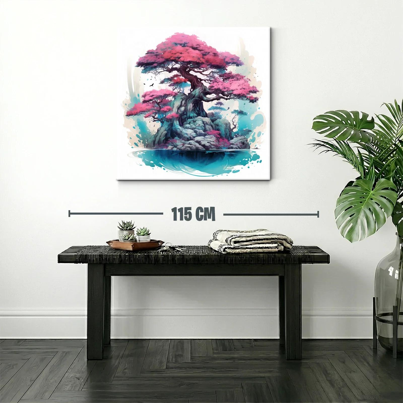 Árbol de Bonsái en Isla con Tonos Rosados y Azules — miniatura 2