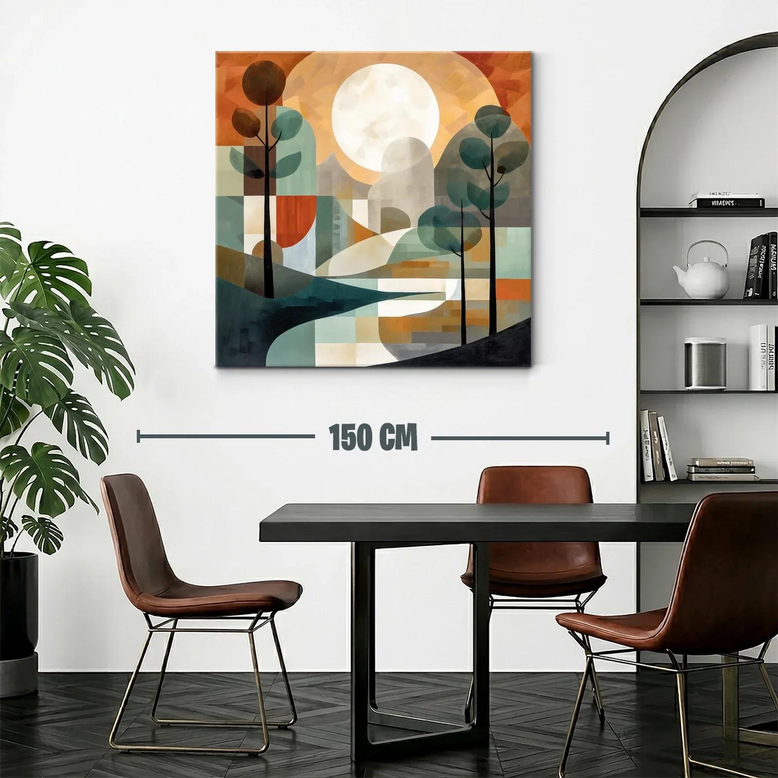 Paisaje abstracto con árboles y gran luna brillante — miniatura 2