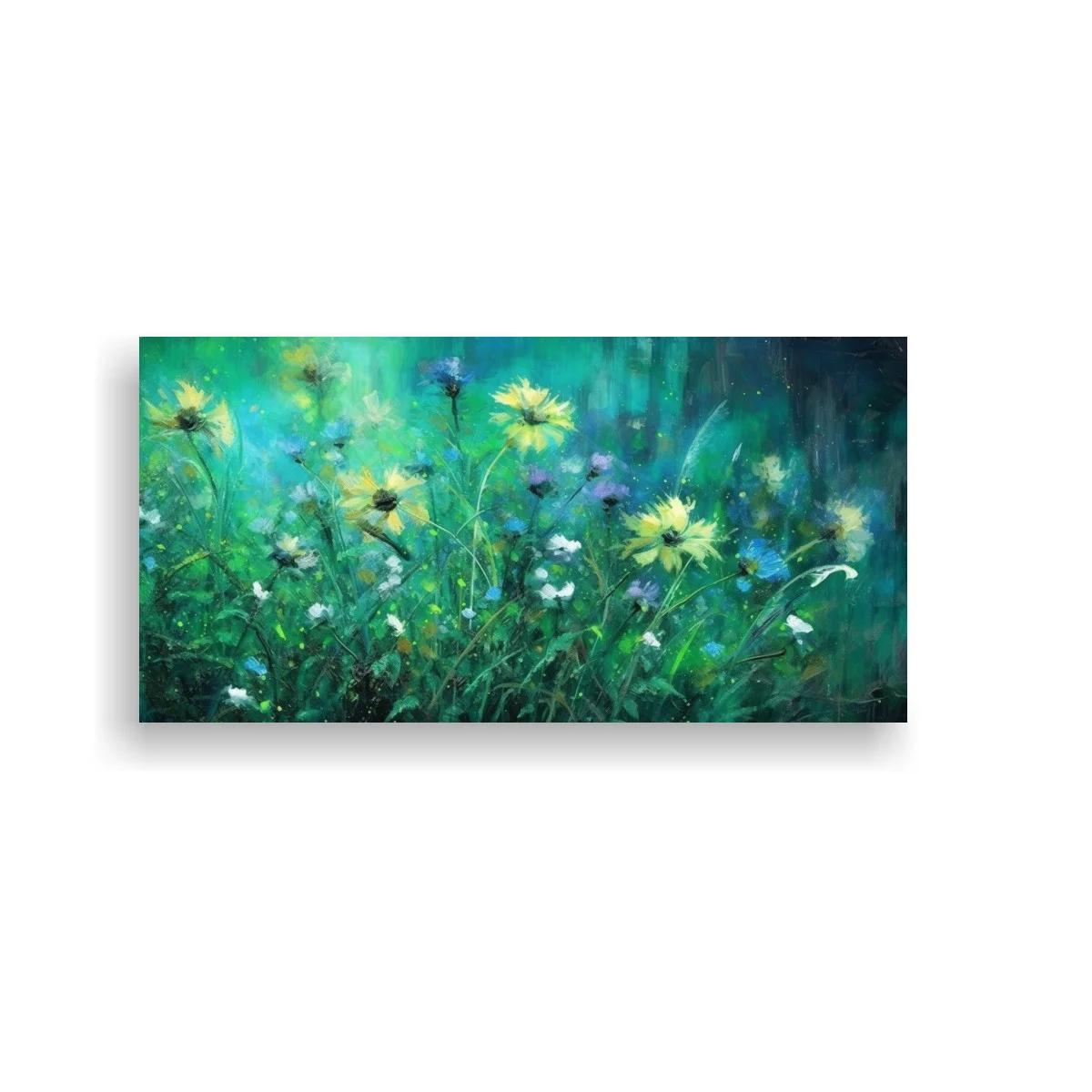 Cuadro flores silvestres amarillas con toques violetas