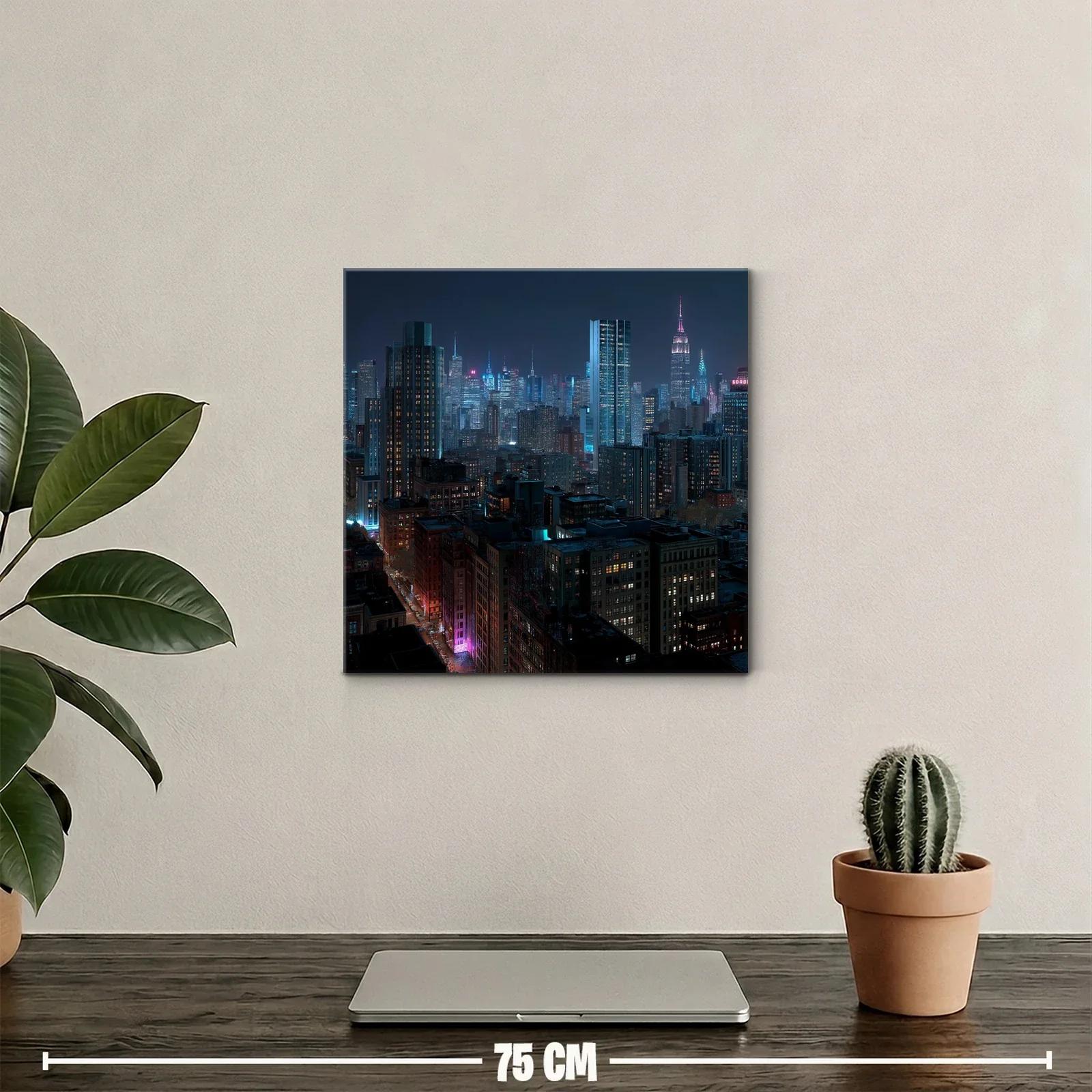 Panorámica nocturna de ciudad iluminada y vibrante — miniatura 2