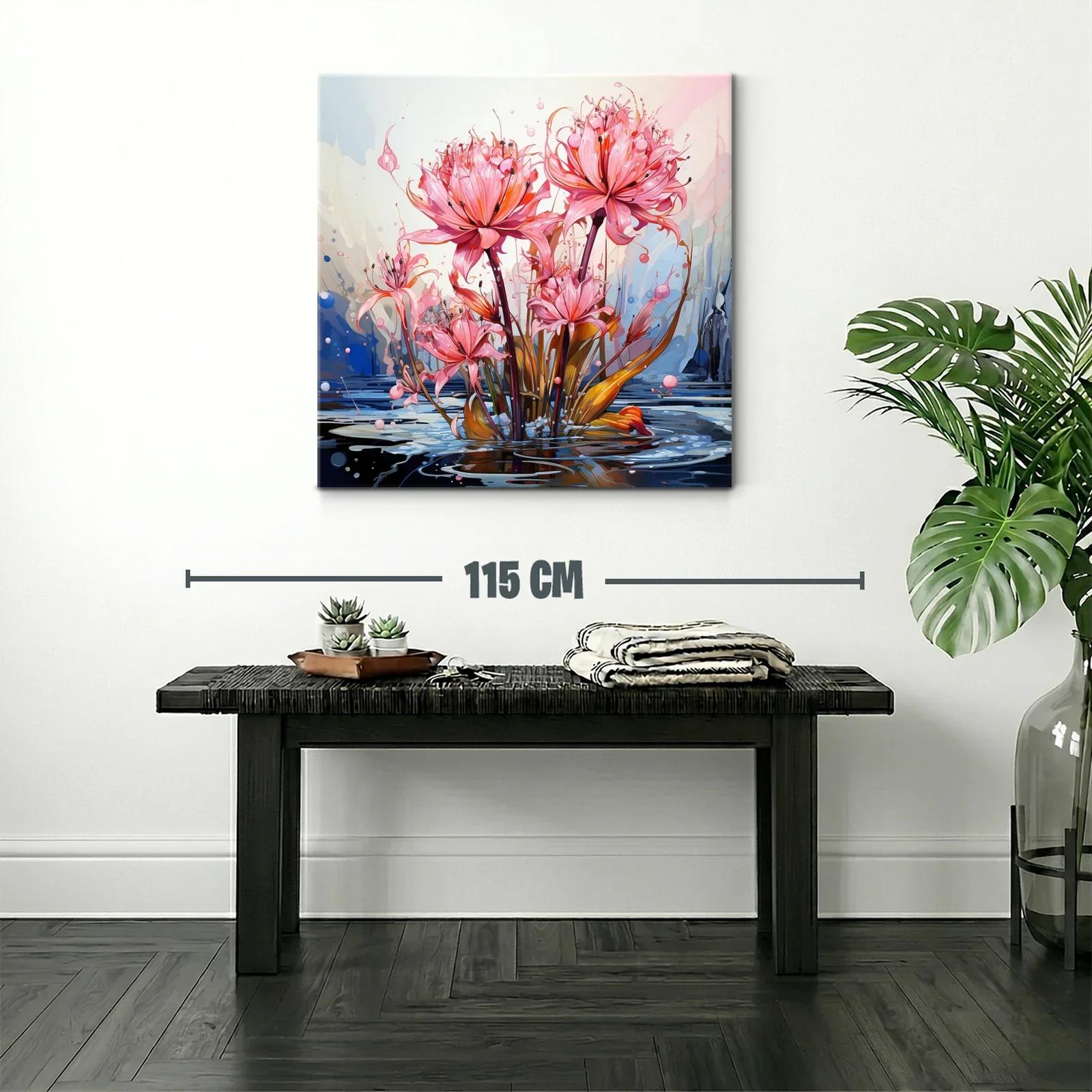 Flores exuberantes en tonos rosa sobre agua reflejada — miniatura 2